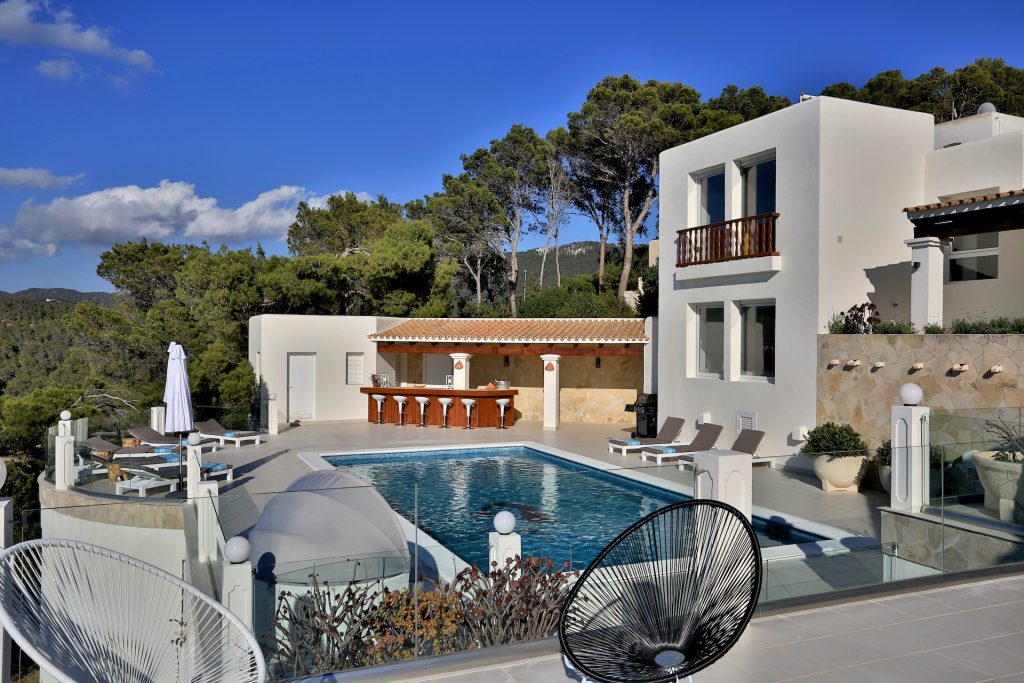 A Magnificent Elevated Villa with Private Pool Offering Stunning Sea and Year Round Sunset Views in Cala Vadella — Villa